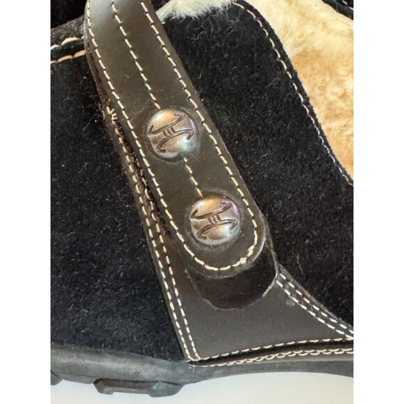 Cole Haan Women's Black Suede Slip On Mules Shearling Lining Sz. 8B Warm Cozy - Picture 5 of 12